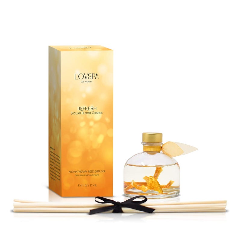LOVSPA Reed Diffuser Set, Refresh Sicilian Blood Orange Scented Oil Diffuser with Sticks, Home Fragrance Accessories for Bathroom Shelf Decor, Aroma Diffusers for Home or Office Desk, USA Made - Image 2